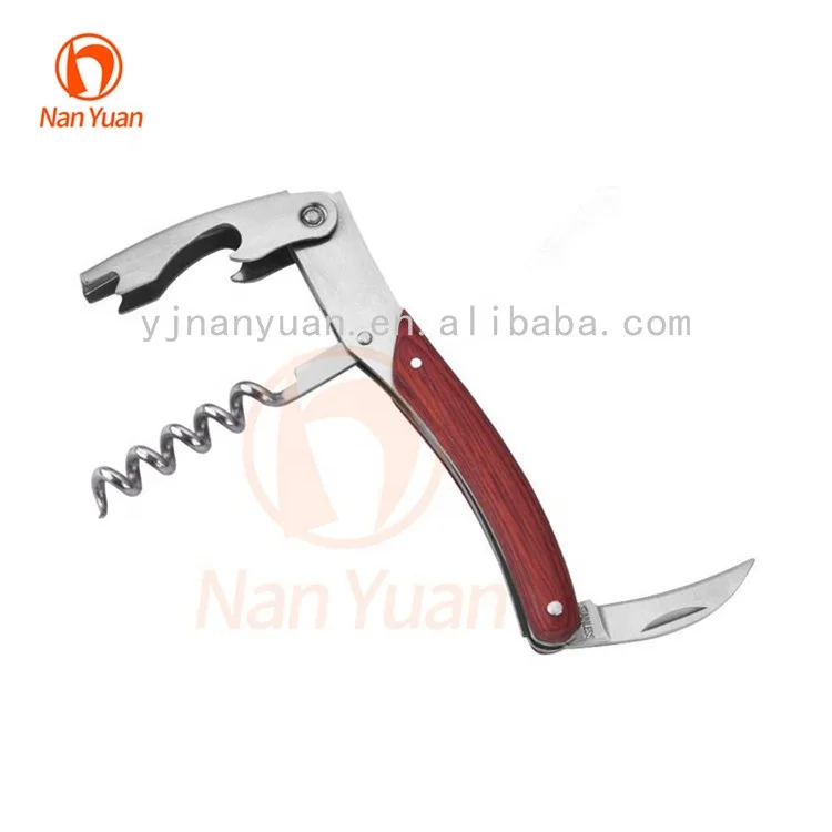 Double hinged corkscrew opener customized wooden corkscrew