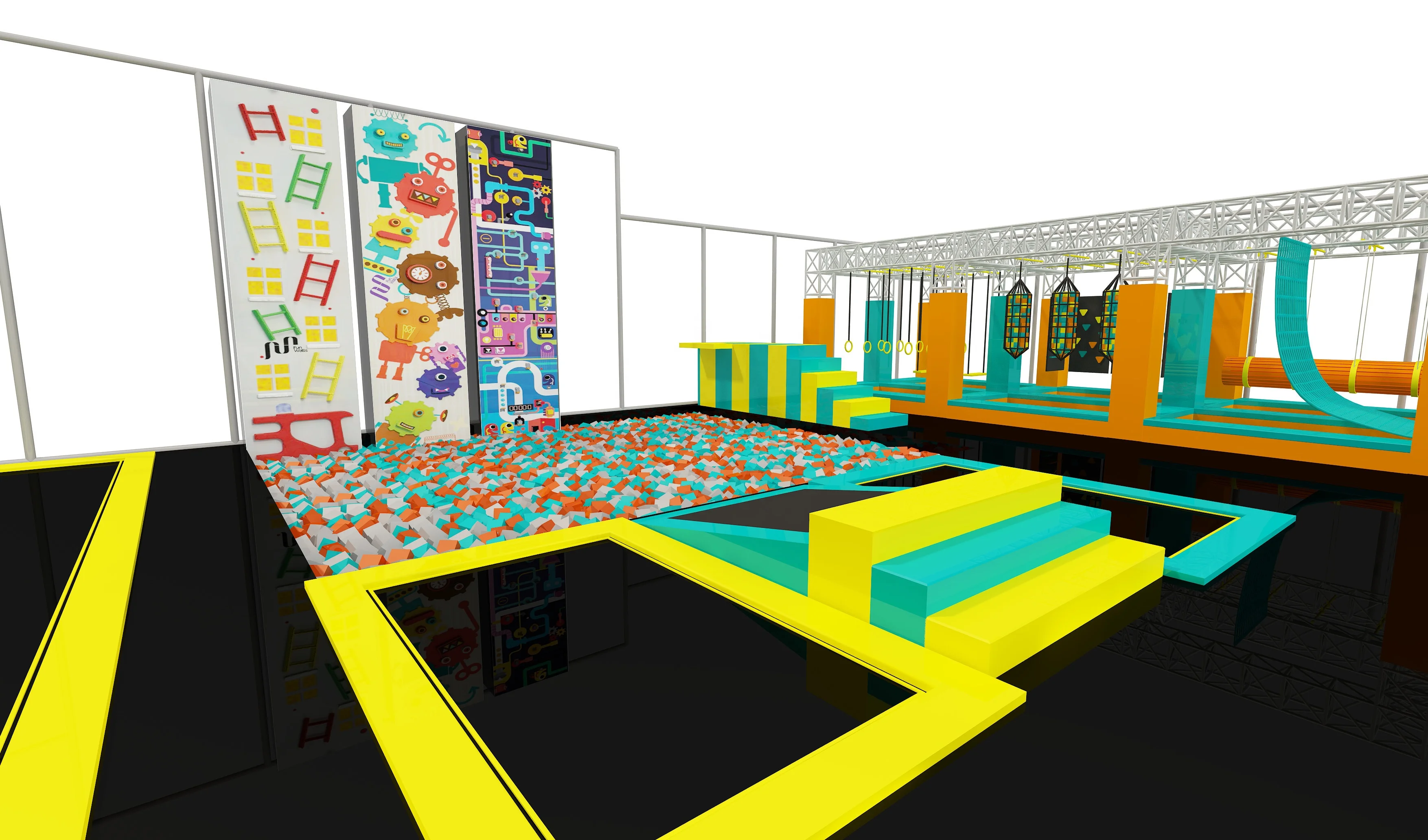 Indoor trampoline park with ninja course  for Sale