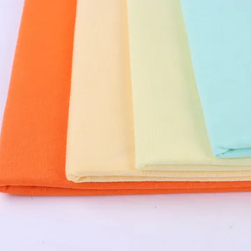 Hot style pull frame polyester cotton jersey plain T-shirt knitted 32 TC / CVC fabric