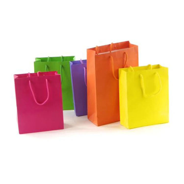 High quality custom logo printed rope handle paper bag paper shopper kraft clothes shopper with rope handle