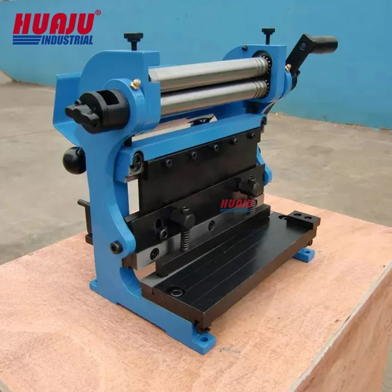 Huaju Industrial 3 IN 1 200 mm 8 Inch Sheet Metal Guillotine Shear Press Brake Roll Bending Machine