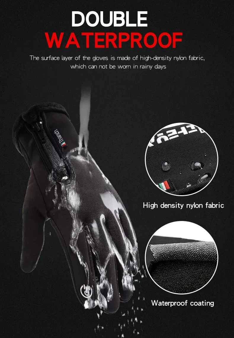 Лидер продаж, зимние перчатки на заказ, водонепроницаемые теплые ветрозащитные и противоскользящие велосипедные спортивные гоночные лыжные перчатки
