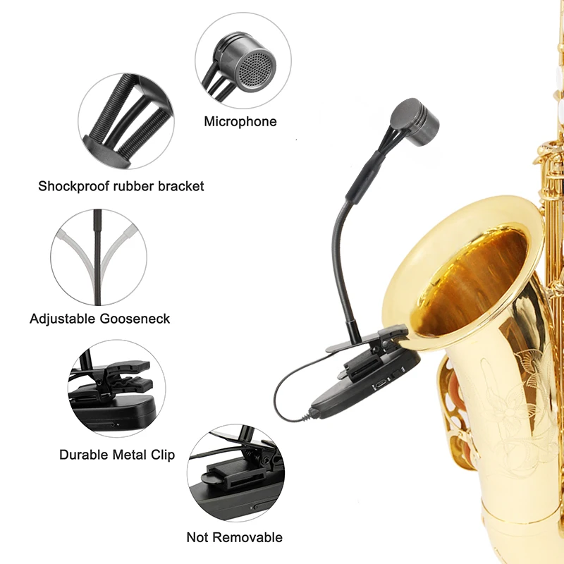 Hot Selling Condenser Instrument Microfone Saxophone Microphone for Wireless Transmitter System XLR 3Pin XLR 4Pin