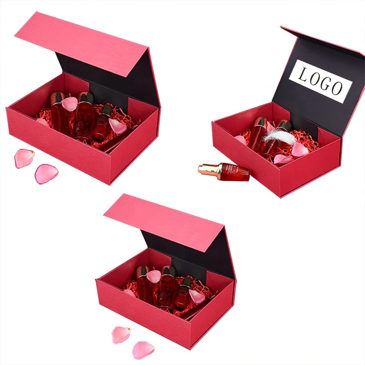 Custom logo printed cardboard folded luxury rigid packaging large magnetic basket gift box