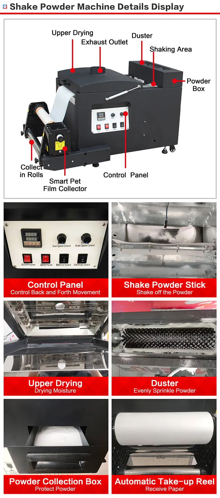 RECAI 30cm Direct To Film Printer T shirt Printing Machine DTF Printer with Shake Powder Machine