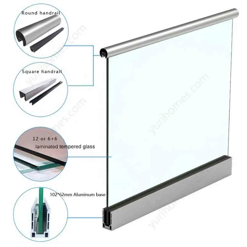 Outdoor Frameless Glass Balustrade Railing PC in Stock Satin Finish 8-12mm