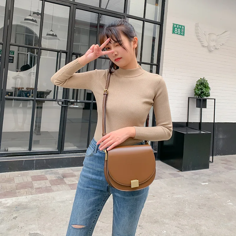 2020 new fashion casual saddle bags leather wide strap shoulder crossbody ladies bags 2020 custom pu sling bags for women girls