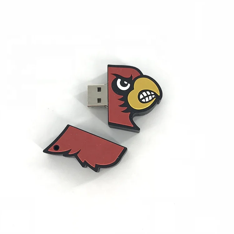 Custom Logo Red PVC Plastic Rubber Design USB Flash Drive for Business Computer School or Office Promotional Gift