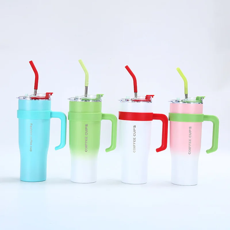 Hot Sale 40 Oz Stainless Steel Vacuum Insulated Tumbler 40oz Tumbler With Handle With Lid Straw For Water Iced Coffee Bottle