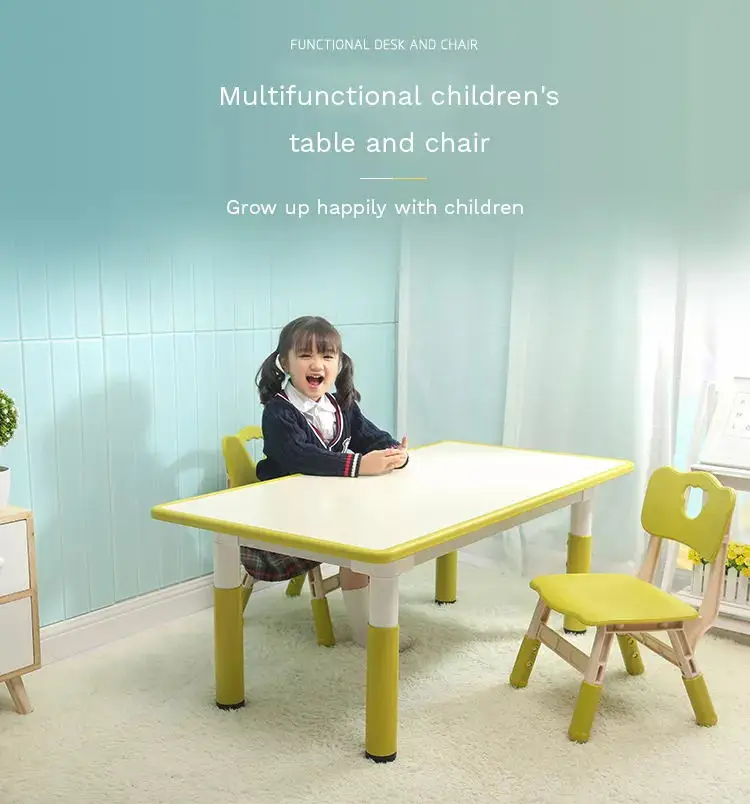 Height Adjustable Kids Kindergarten Writing Table Chair Set School Plastic Table And Chair