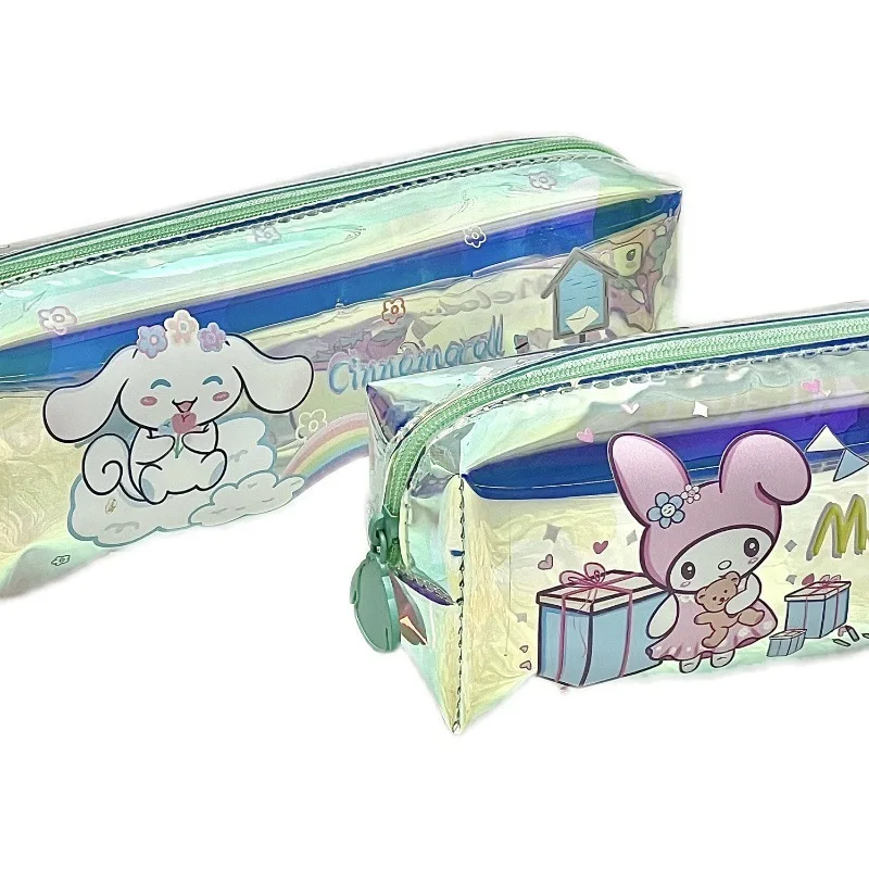 Sanrioed Pencil Case Storage Bag  Kuromi No Interlayer Transparent Water Proof Pencil Case Study Cartoon Animation Gift YY166