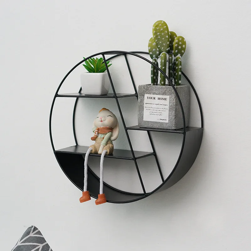 No Punching Iron Wall Hanging Shelf Rack Wall Decorations Wall Hanging Storage Racks Living Room Display Shelves