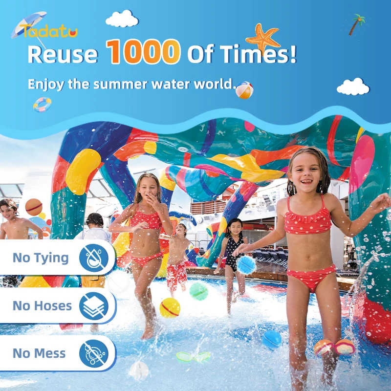 Reusable Water Balloon Refillable Magnetic Water Ball Quick Fill Self Sealing Water Bombs for Kids Outdoor Backyard Summer Games