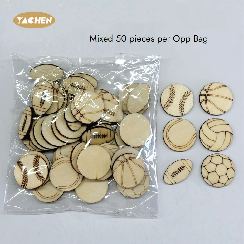 YACHEN New Style Confetti Natural Wood Color Wooden Pieces Party Decoration Wooden Ball Sports Events Confetti
