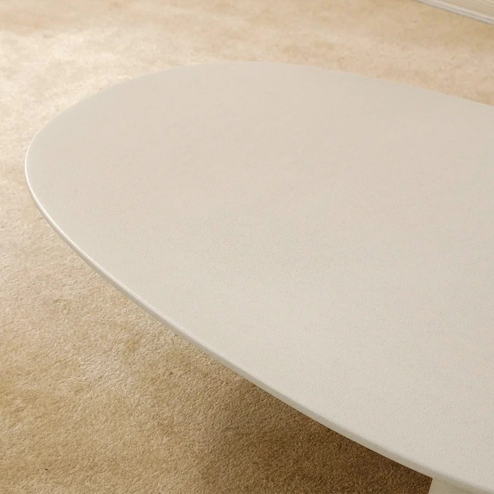 Concrete Oval White - Perfect Small Space Coffee Table for Contemporary Living Room Decor
