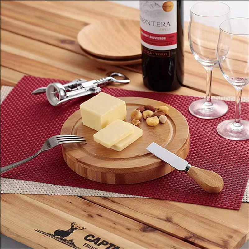 High Quality Bamboo Cheese cutting board   board with drawers serving platter cutlery server knife set