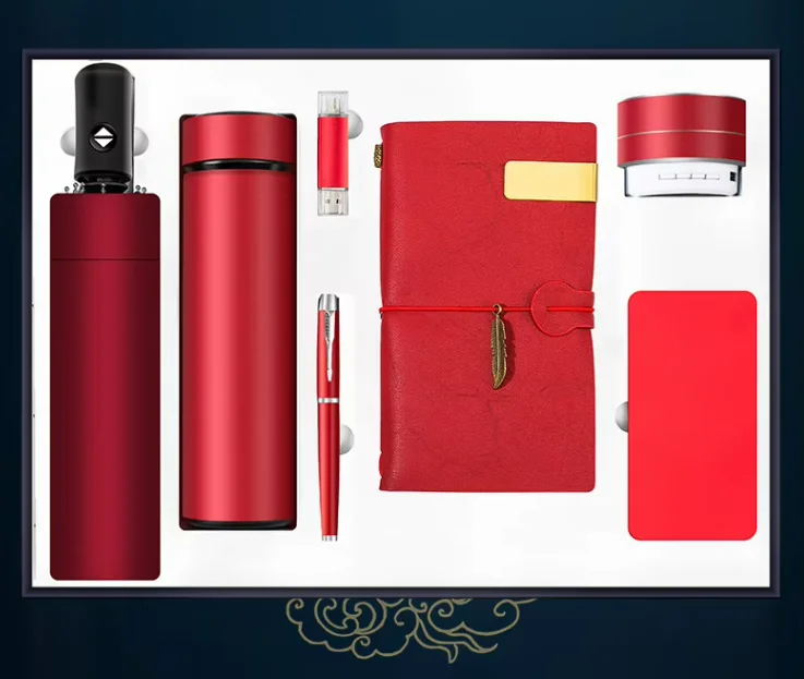 Wholesale Business Gift Set A5 Notebook Umbrella Thermos Flask USB Flash Drive Audio Mouse Pen Charging Bank