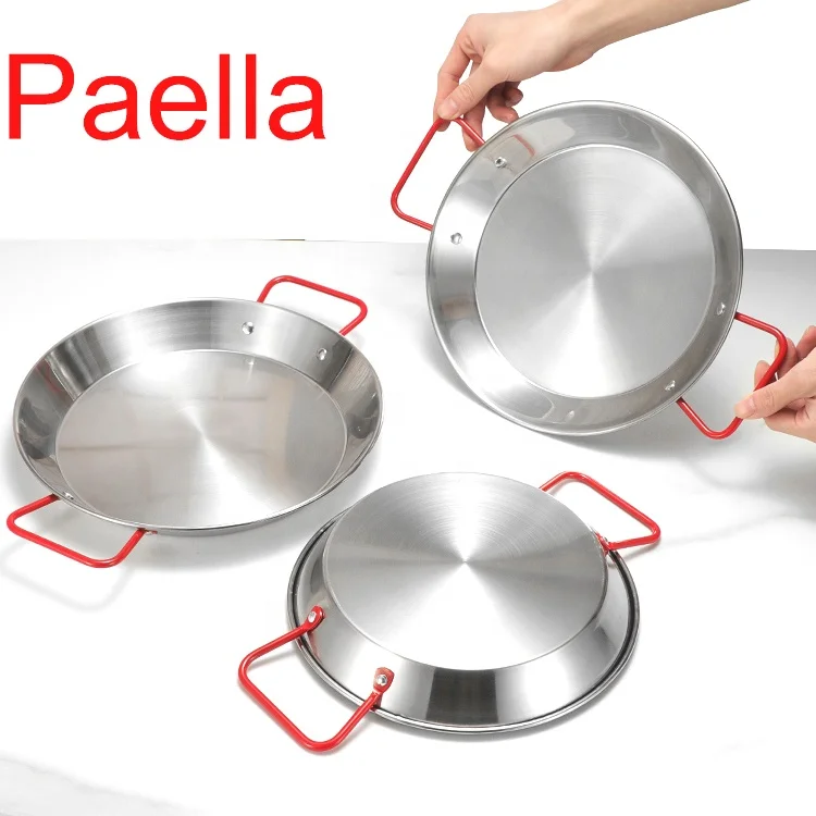 Большая миска для пищевых продуктов из нержавеющей стали с красной ручкой, 38 см