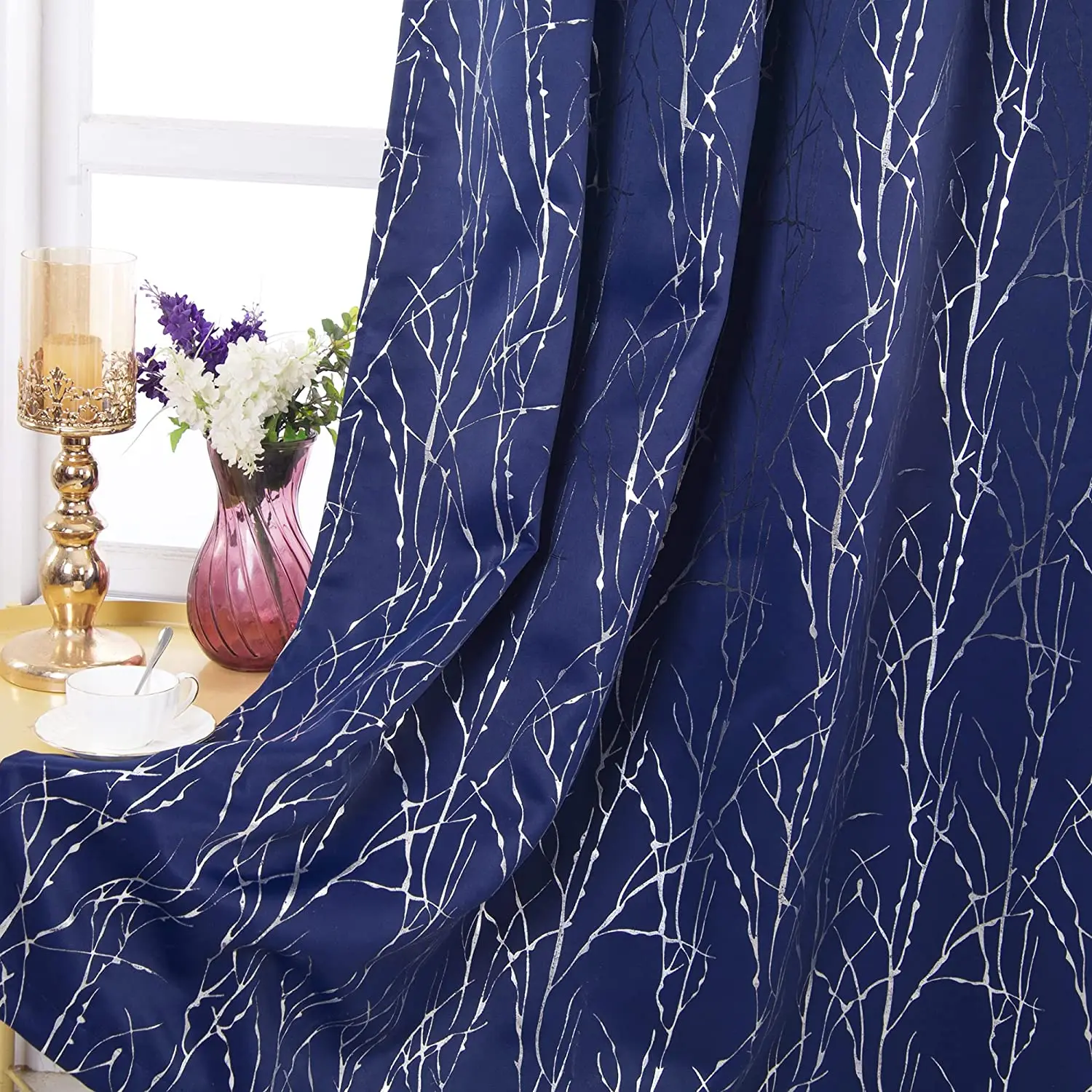Factory Made Luxury Decor Solid Dusty Blue Grommet blackout Curtains for Bedroom