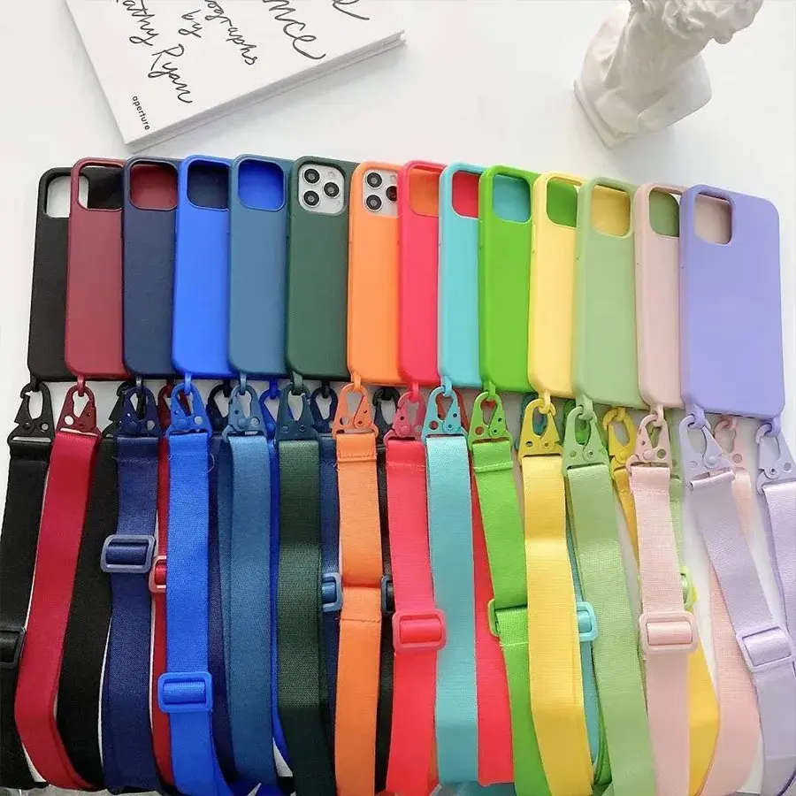 Soft Silicone Necklace Lanyard Crossbody phone case with crossbody strap for phone case vivo phone 11 pro14 Pro Max