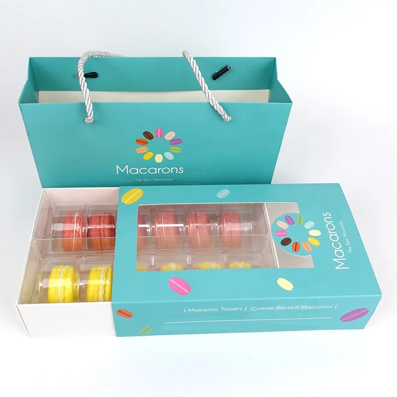 Macaron gift packaging box cookie display paper box macaron gift bag packaging