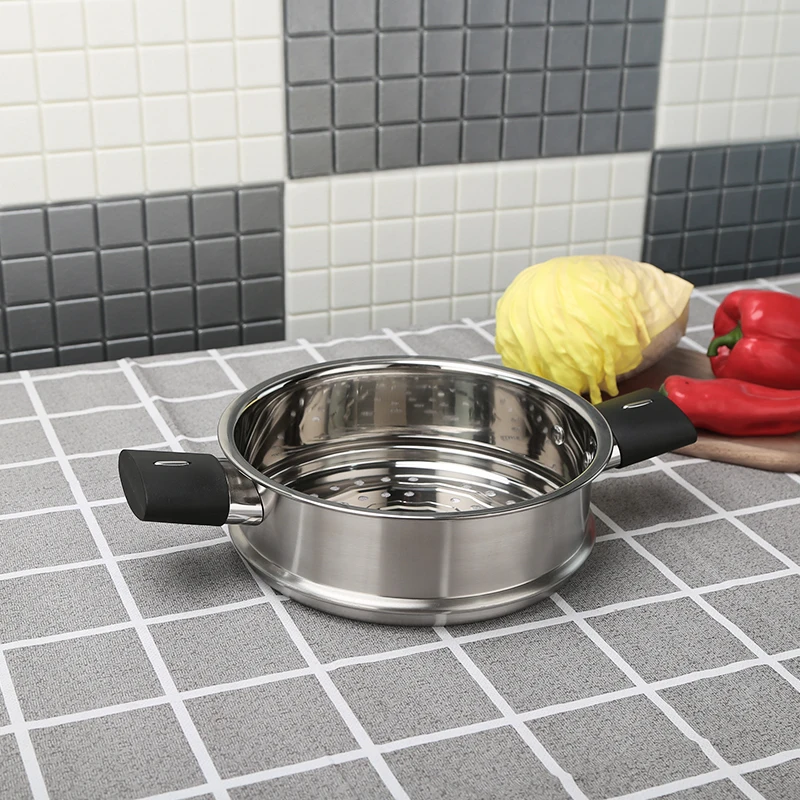 Большой горшок Круглый Кухня 3 слоя дно для еды из нержавеющей стали на складе кастрюля для супа (20 см)