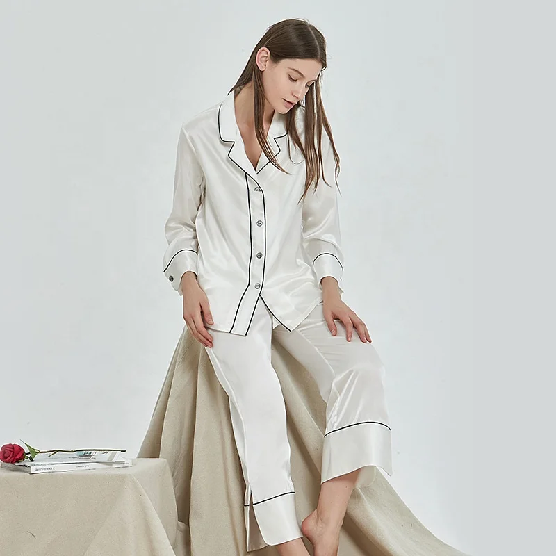 Anti-bacterial and moisture absorption friendly 100% 6A grade mulberry silk 19mm charmeuse satin homewear,sleepwear,pajamas set