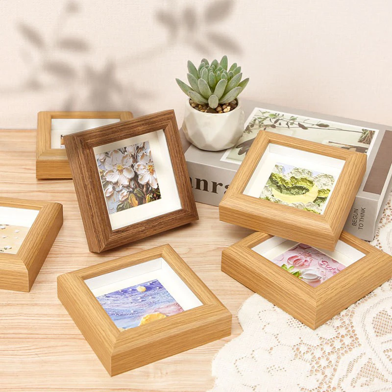 1pc Square Mini Mdf Picture Frame Baby Set 8X8 10X10 Watercolor Picture Stand Frame Hollow For Home Decor Kids Photo Booth Frame