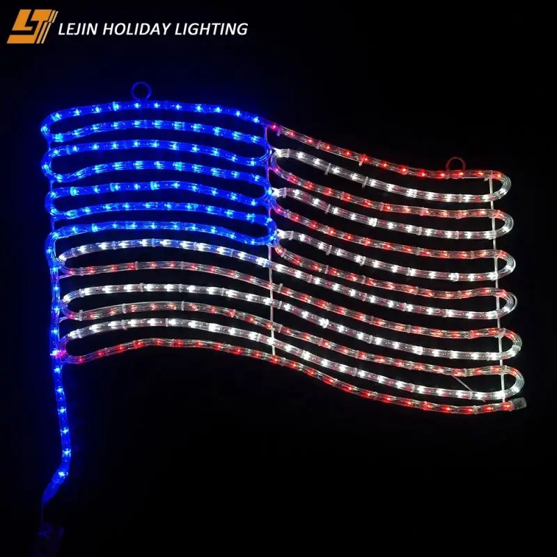 National Day decoration IP65 waterproof led rope light 110V flag 2d hanging led motif light for Festival