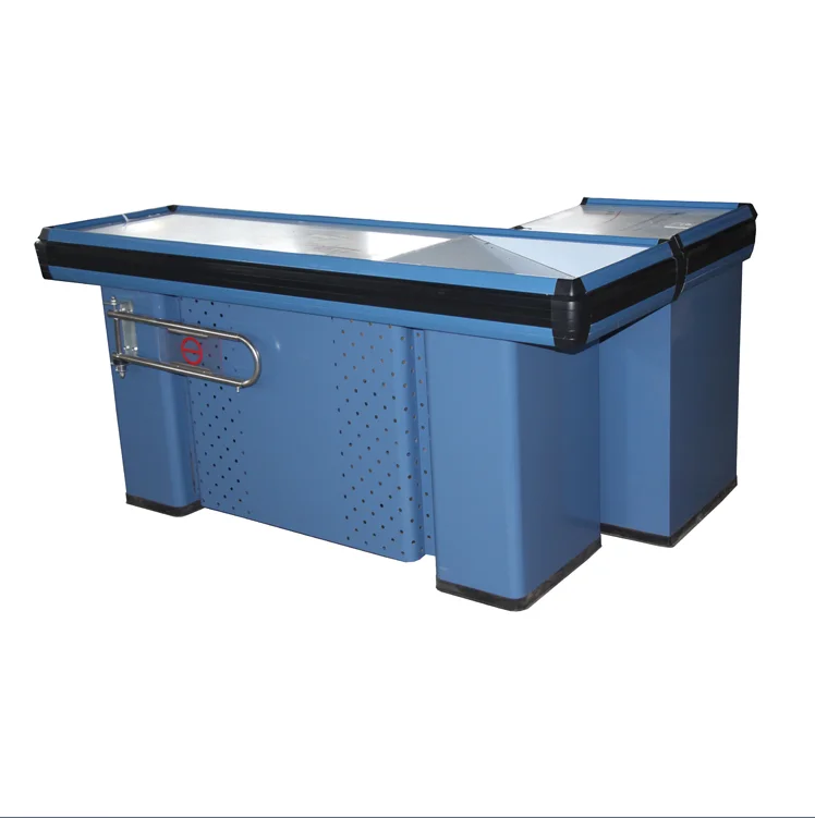 supermarket counter cashier desk, wooden checkout counter