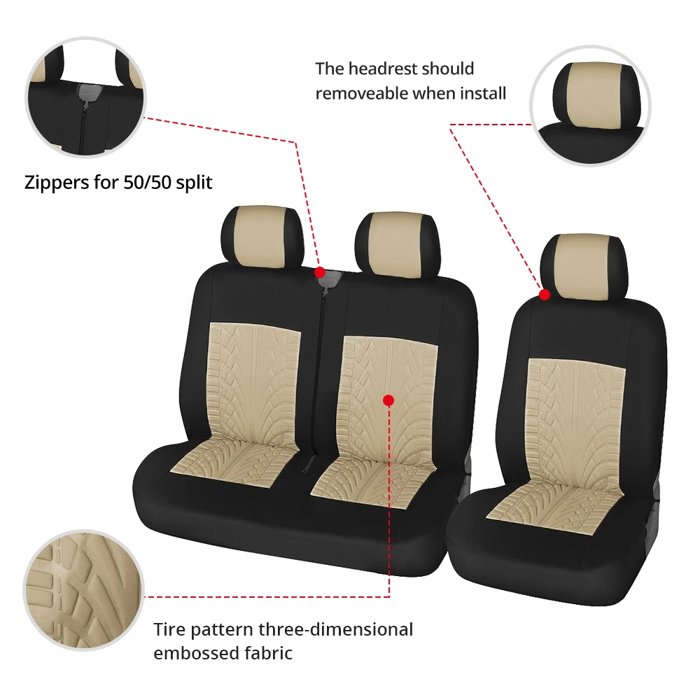 
1+2 Seat Interior Accessories Breathable Polyester Universal Car Seat Cover For Truck 
