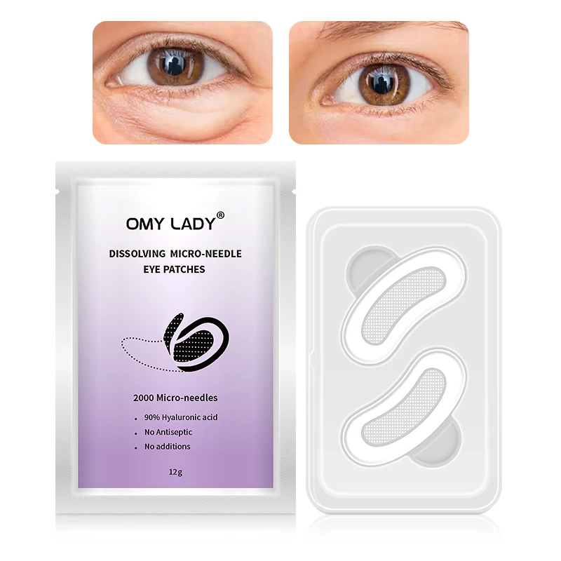 New Arrivals OEM HA Microneedle Eye Mask Dissolving Eye Patches with Hyaluronic Acid & Peptides Micro Eye Mask free custom