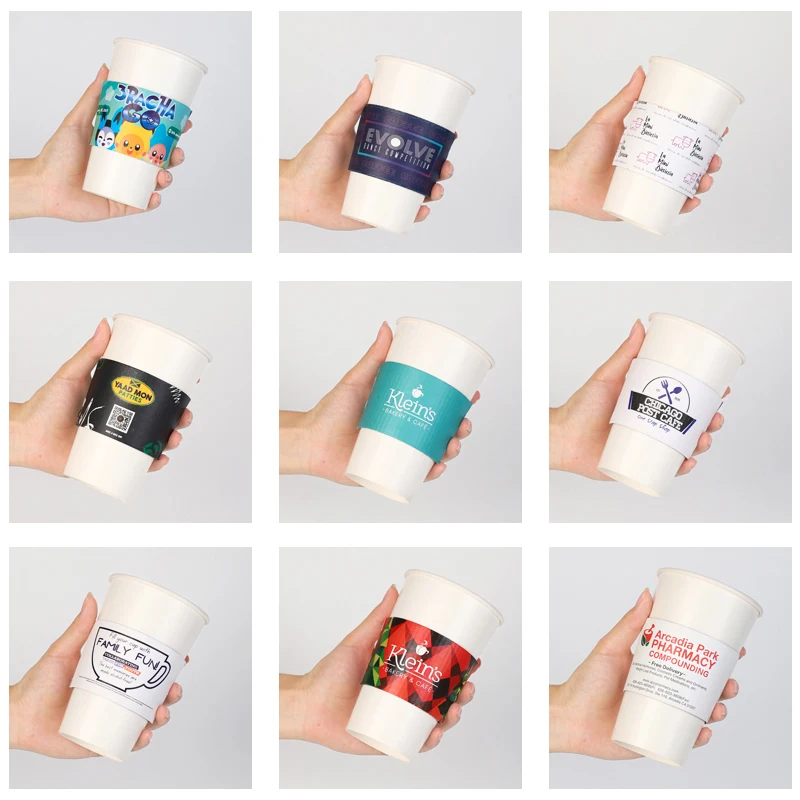 Factory direct single-sided polyethylene coated corrugated cup sleeves ranging from 4 ounces to 22 ounces