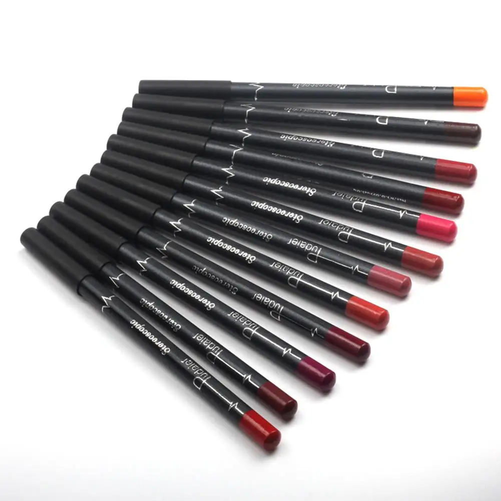
12Pcs Professional Waterproof Lipliner Pencil Smooth Natural Lip Liner Pen Lip Long Lasting Moisturizer Cosmetic Makeup 