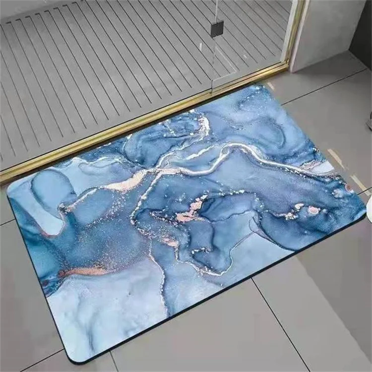 Marble Pattern Printing Quick Drying Bathroom Mat Home Decoration Absorbent Diatom Mud Bath Mat