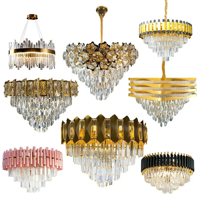 Modern Led Crystal Chandelier And Living Room Gold Wedding Luxury Hanging Lamps Lighting Design Pendant Light