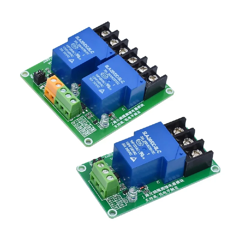 1 или 2-канальный релейный модуль 30 А с изоляцией оптической муфты поддерживает высокие и низкие пусковые устройства 5 в 12 В 24 В