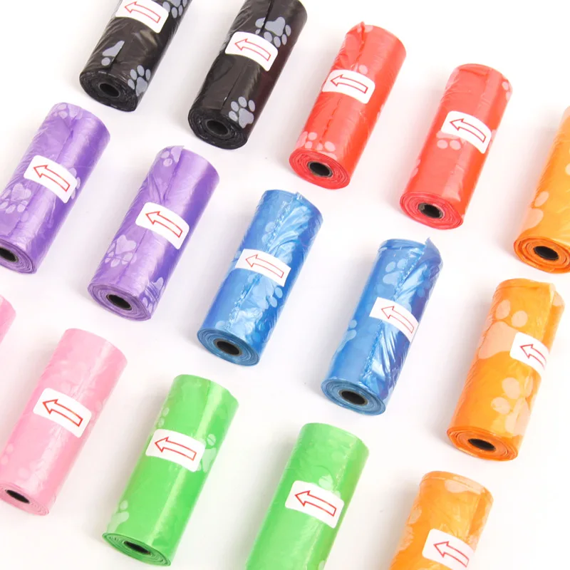 Clean Dog Litter Bag Pet Print Footprints Pet Litter Bag Scented Premium Dog Poop Bags