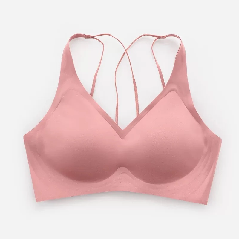 Hot sales fat women wireless breathable Large size underwear ladies fashion ultra soft sleeping pad bra push up bra seamless