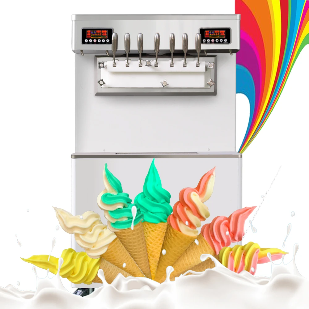 New Design Floor Standing Snack Machines 7 Handle Ice Cream Machine