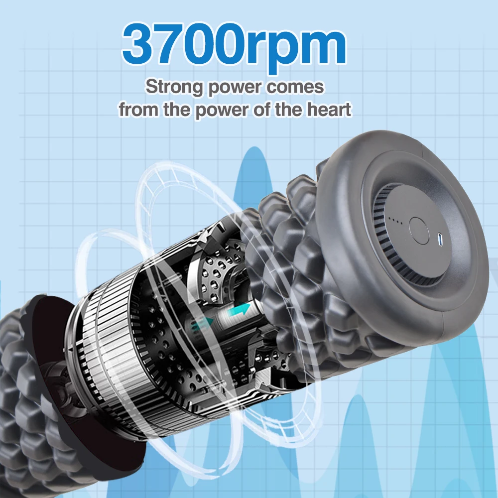 electric 5 speed vibrating wave muscle roller physical therapy back foam rollers for post-exercise muscle recovery