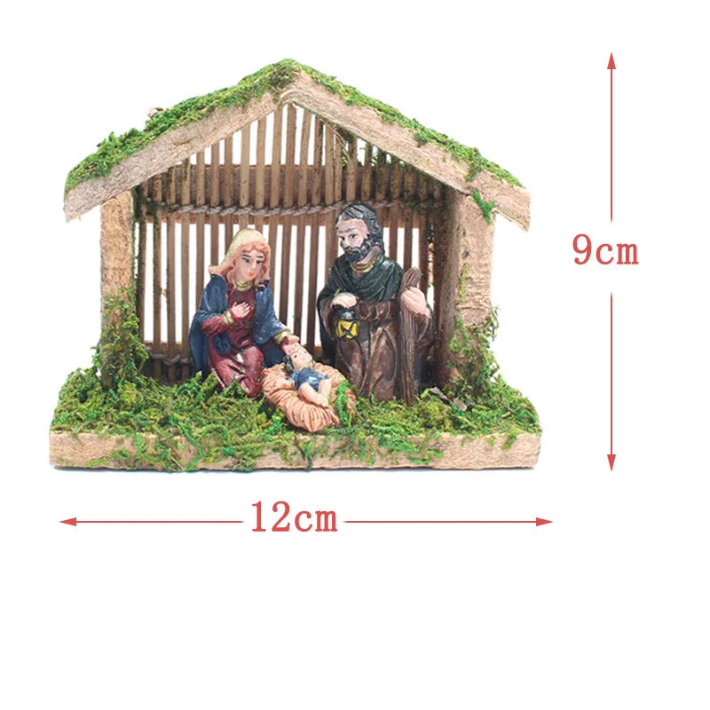 New Jesus Birth Scene Decoration Horse Trough Group House Resin Crafts Statue Religious Church Home Decoration