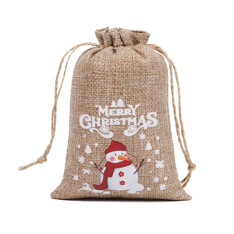 Customized Size Linen Jute Storage Drawstring Bag Cotton Linen Shopping Bags with Logo Pattern Organization On-the-go Shopping