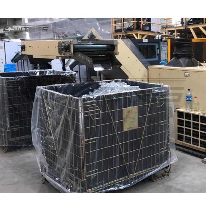 Folding PET Preforms warehouse heavy duty metal steel wire mesh stackable storage bin with PP sheet