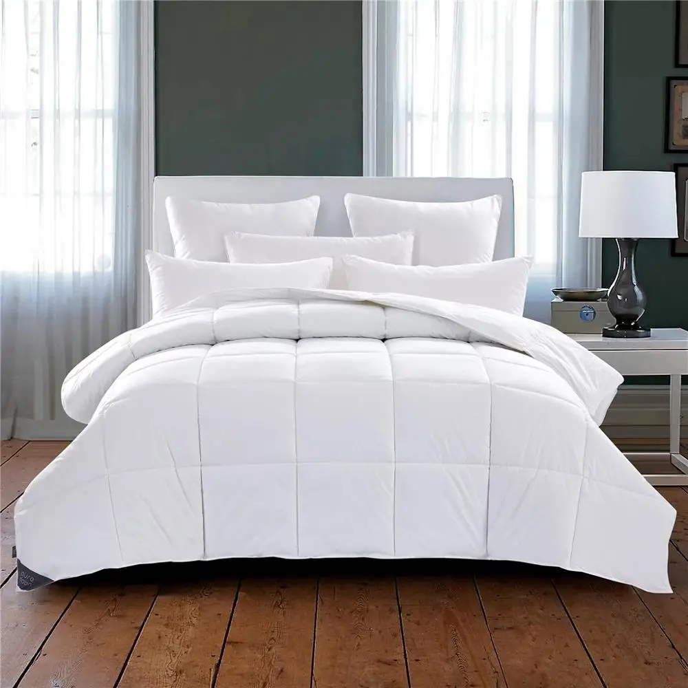 White Goose Down Comforter Duvet 100% Cotton Fabric Quilt Bed Comforter