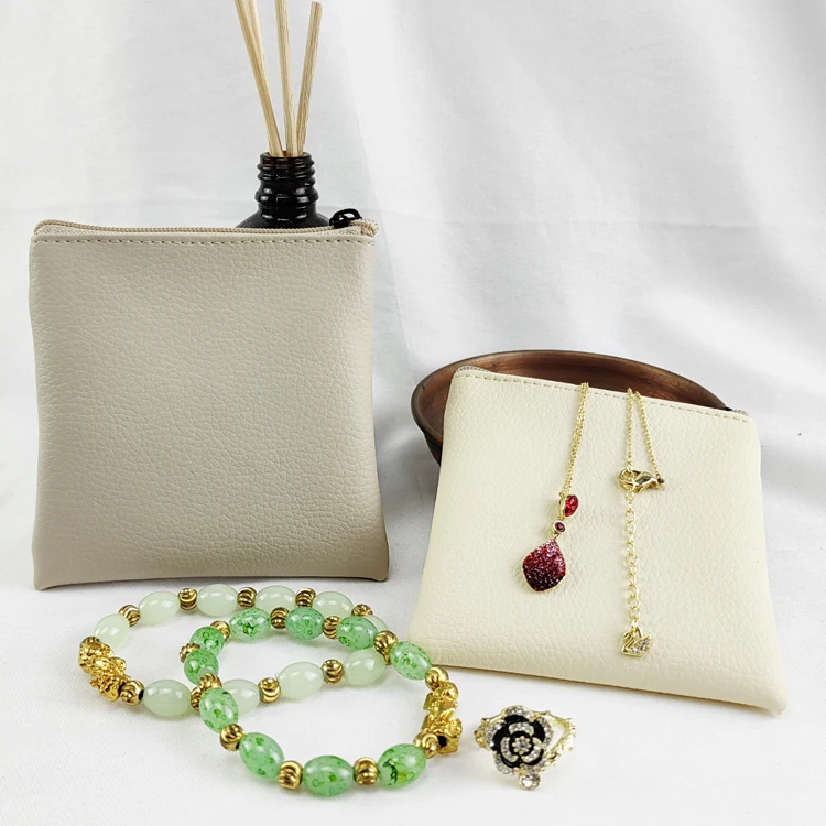 Оптовая продажа, сумка для ювелирных изделий из искусственной кожи с принтом логотипа на заказ, сумка с застежкой-молнией для ювелирных изделий