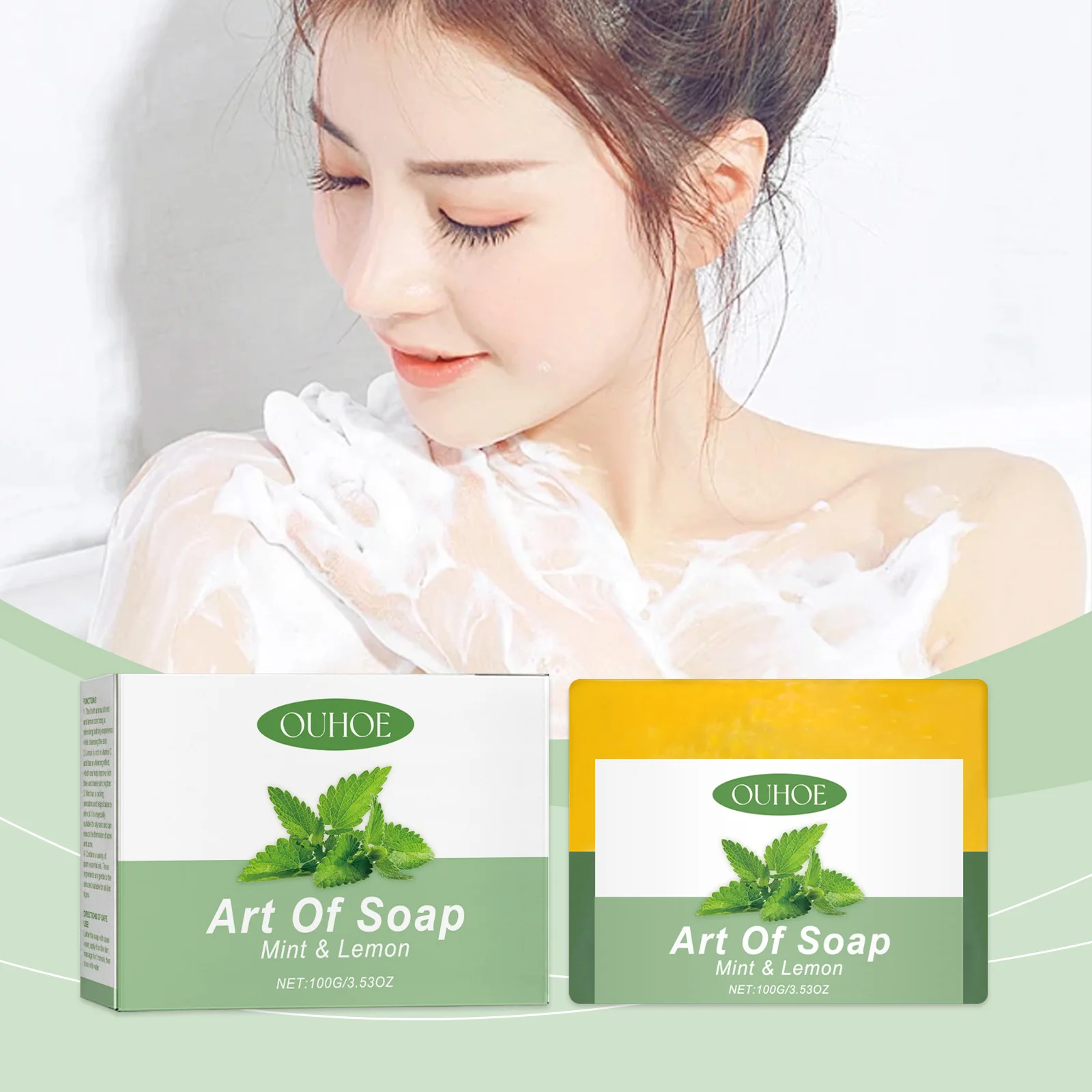 Multi Functional Lemon Mint Cool Soap Bathroom Accessory Soap Brightening Dull Skin Gentle Clean Oil Control Face Skin Care