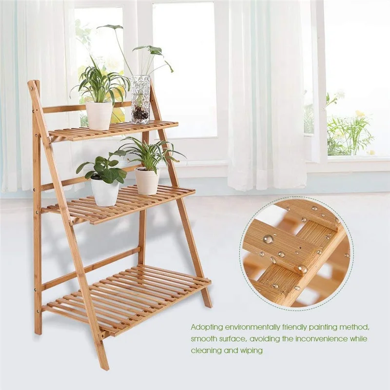 China factory  wholesale  bamboo wooden hanging plant stand rack indoor