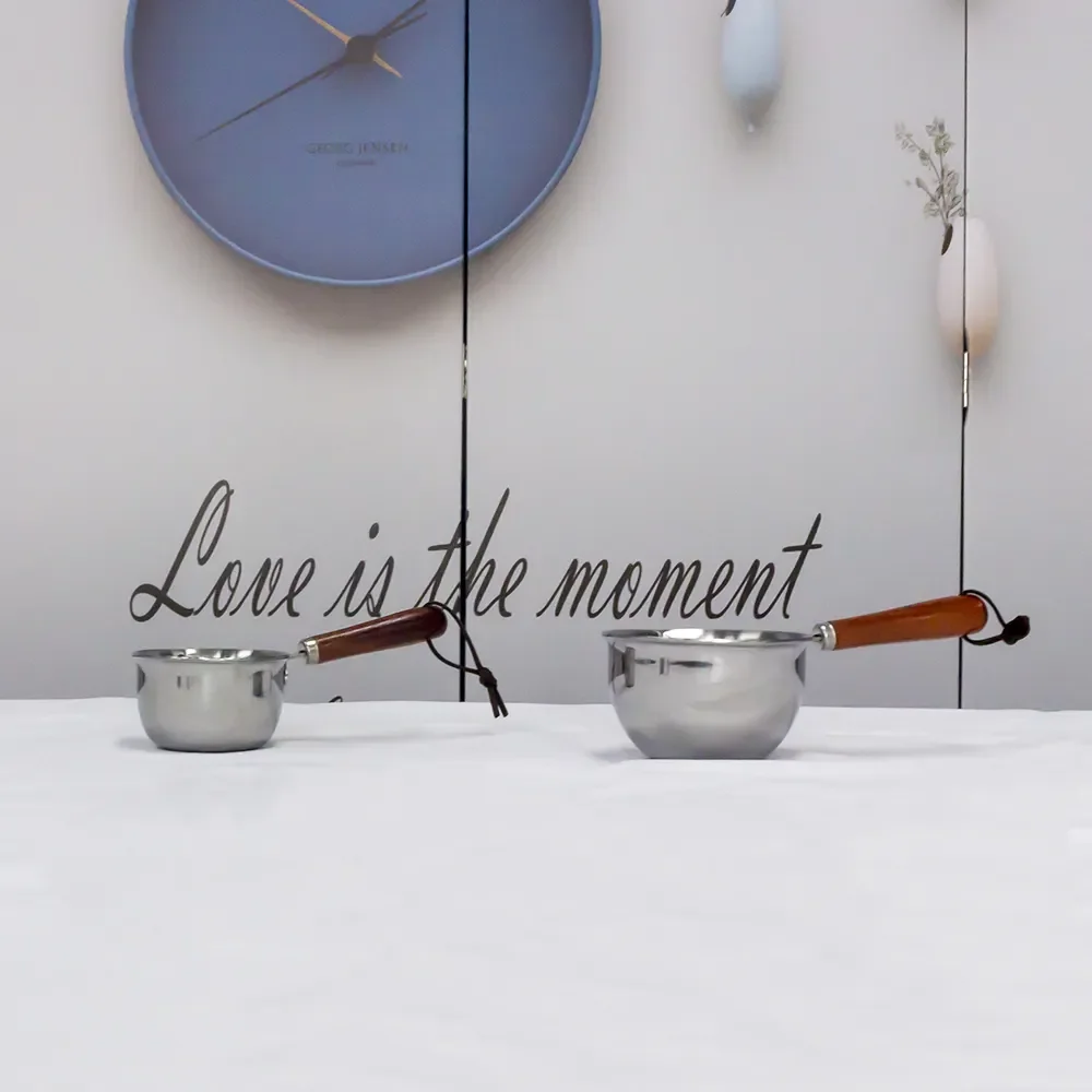 Customized 120ml 200ml Small Steel Measuring Sauce Cups Boiled Heating Oil Pan Metal Sauce Pan