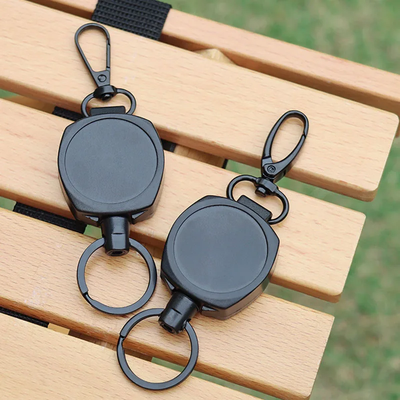 Badge Holder Reel Well Metal ID Badge Holder with Belt Clip Key Ring Wire Rope Name Card Retractable Keychain